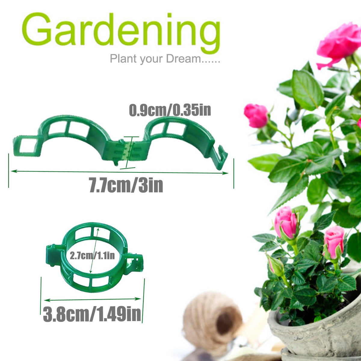 CACERIAWM Plant Support Clips, 100 Pcs Tomato Clips, Plastic Trellis Clips, Grape Vine Tomato Vine