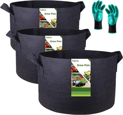 3-Pack 40 Gallon Thickened Plant Grow Bags Large (28x16 in) Heavy Duty Garden Bag Fabric Plant Pots
