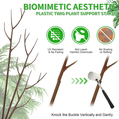 4 Pack 27.56" Detachable Twig Plant Support Stakes Set, Blends in to Plant, Branch Plant Sticks