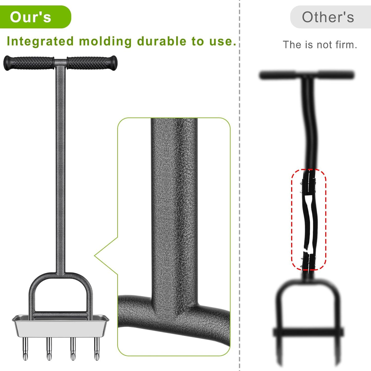 Dolibest Lawn Coring Aerator, Manual Grass Aerating Tool with Stainless Steel Soil Core Storage