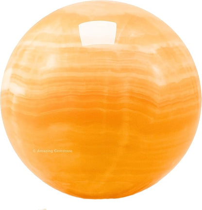 Amazing Gemstone Yellow Calcite Banded Crystal Ball with Stand - 2 Inches Crystal Sphere Meditation