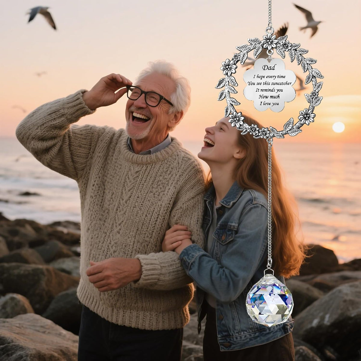 Suncatcher Gifts for Dad, Birthday Gifts for Dad from Daughter Son, Sun Catcher for Christmas
