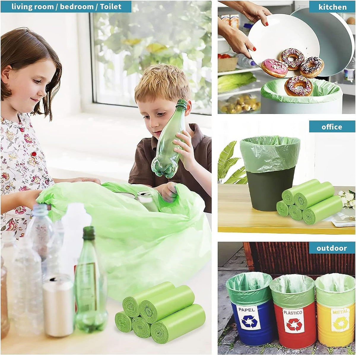 Biodegradable Trash Bags 8 Gallon, 100 Count Small Compost Bags, Compostable Strong Bathroom