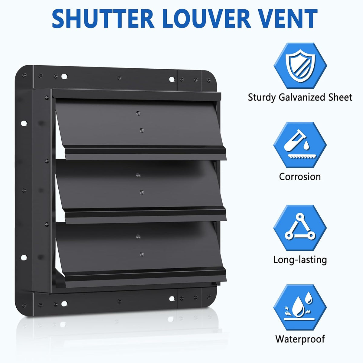 10 Inch Aluminum Automatic Shutter Louver Vent (No Fan Blades and Motor) for Home Attics