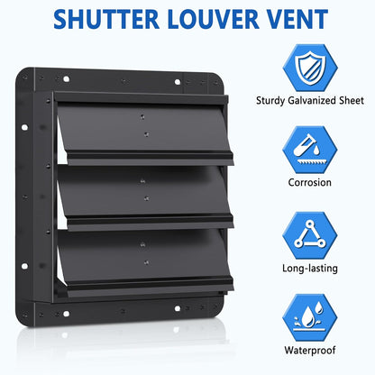 10 Inch Aluminum Automatic Shutter Louver Vent (No Fan Blades and Motor) for Home Attics