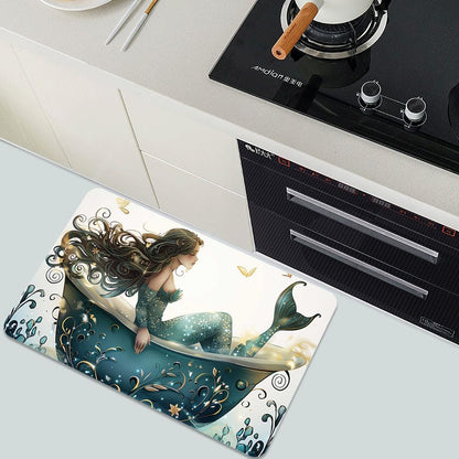 Bath Mat-Bathroom Rug，Bathtub Mermaid-Absorbent Non Slip Quick Dry Stain Resistant Easy to Clean