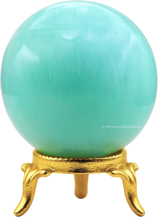 Amazing Gemstone Amazonite Crystal Ball with Stand - 2" Inches Crystal Sphere Meditation Balls for