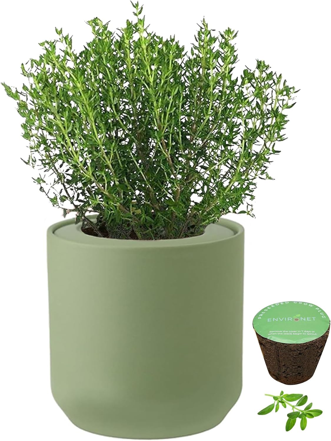 Hydroponic Herb Growing Kit, Self-Watering Kitchen Herb Garden Starter Kit with Green Ceramic Pot