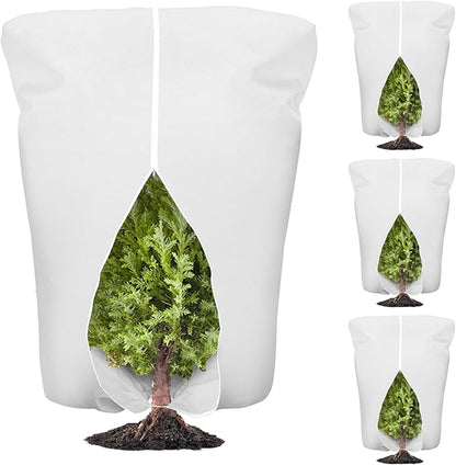4 Pcs Plant Covers Frost Protection Bag 71" x 47" Winter Reusable Plants Jacket with Drawstring