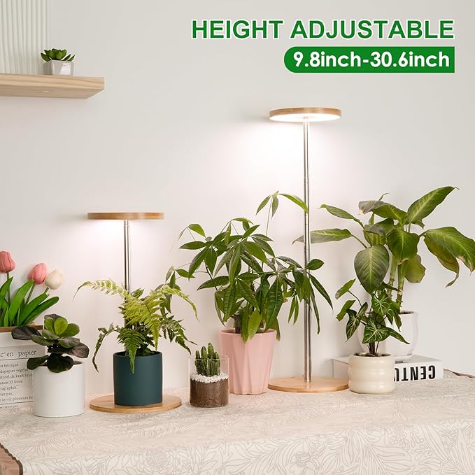 LORDEM Bamboo Grow Light, LED Plant Light for Indoor Plants Growing, Full Spectrum Bamboo Desk
