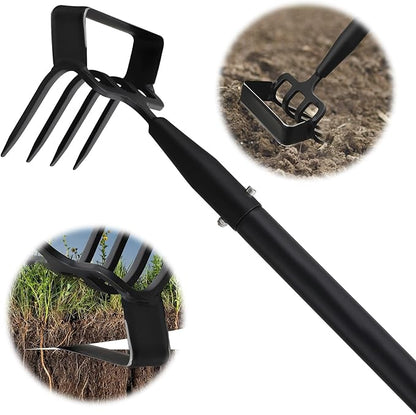 Garden Hoe, 62 Inch Weed Tool, Long Soil Tiller Cultivator, Heavy Duty Metal Stirrup Hoe Weeder
