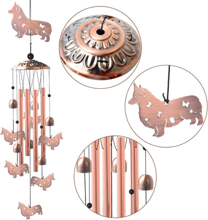 Dachshund Wind Chimes - Handcrafted Brass Unique Outdoor Musical Decor for Garden,Patio & Nursery