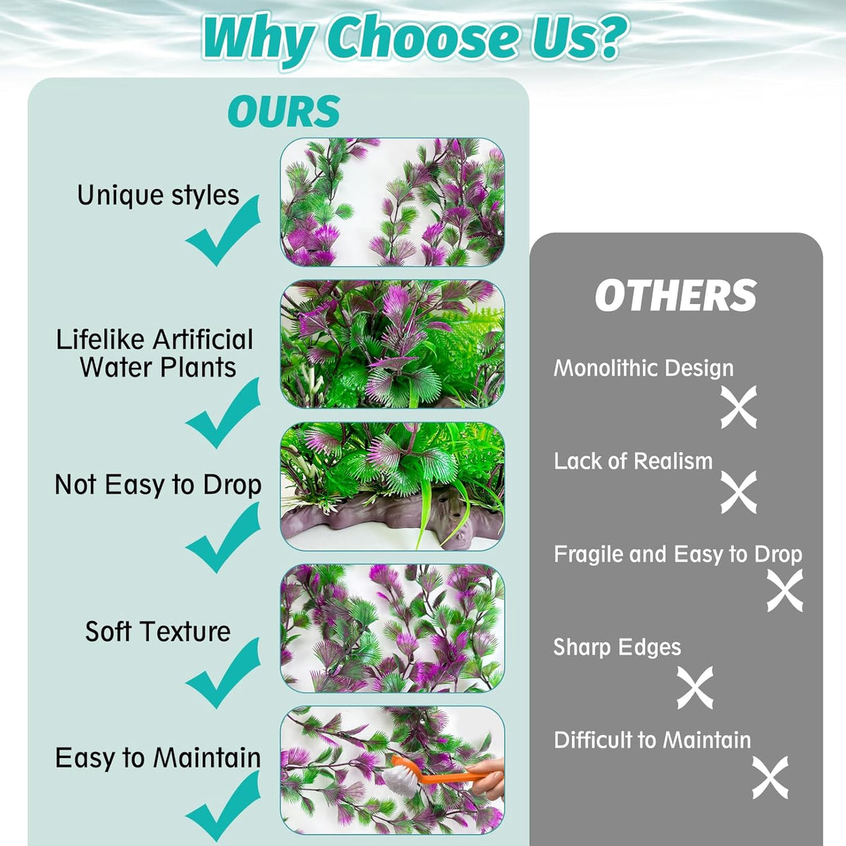 Hamiledyi Aquarium Plastic Plants Aquarium Decor Artificial Fish Tank Plants,Tall Fish Tank