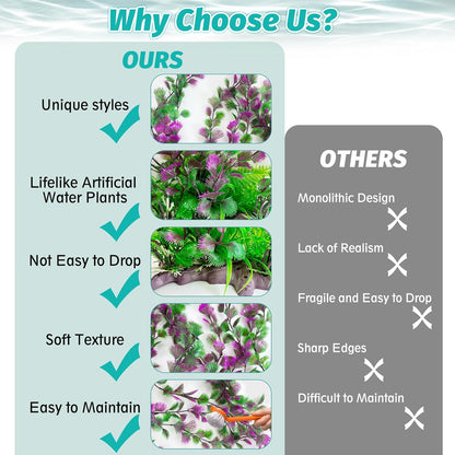 Hamiledyi Aquarium Plastic Plants Aquarium Decor Artificial Fish Tank Plants,Tall Fish Tank