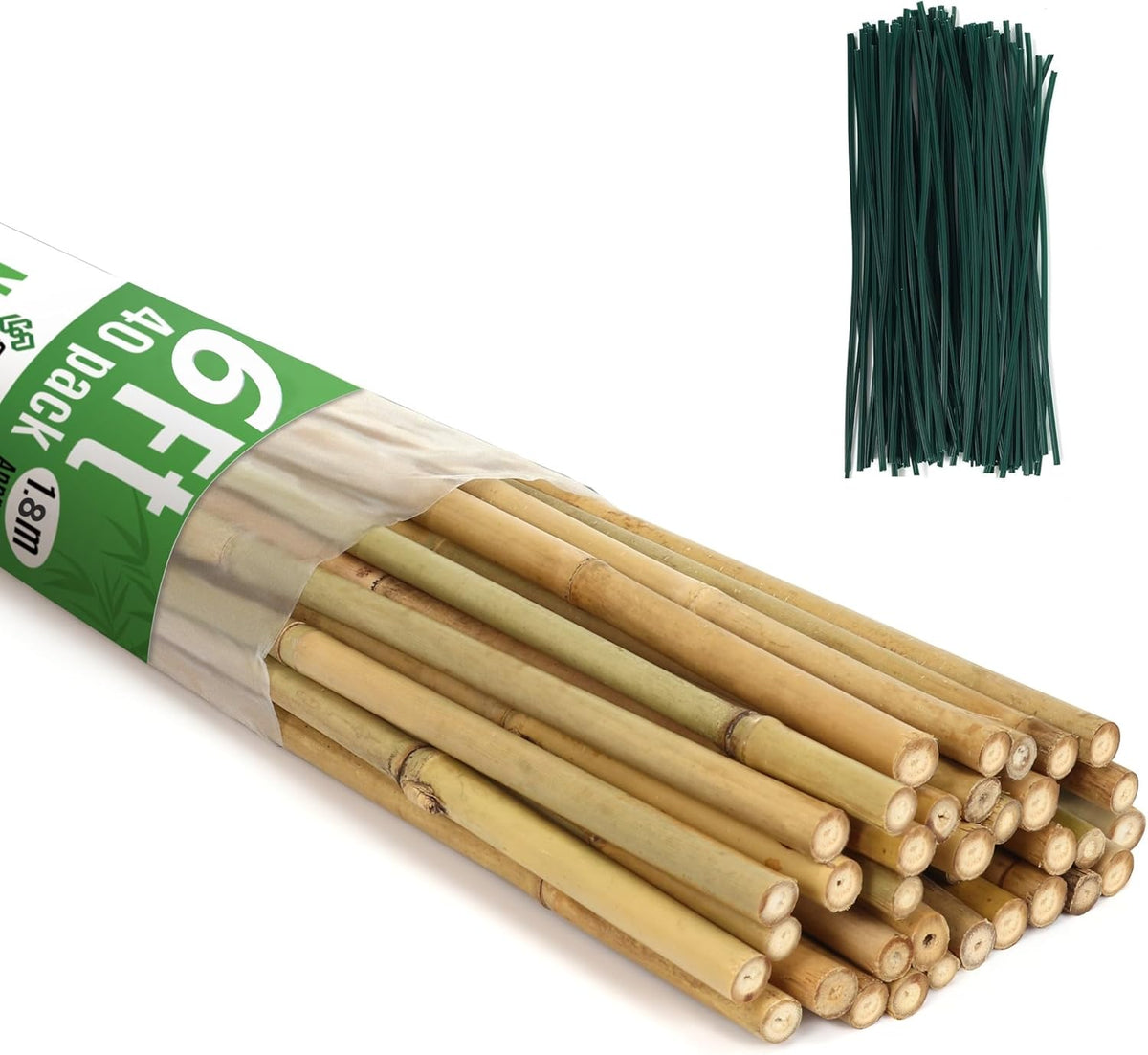 SWANGSA 40 Pack Bamboo Stakes for Plant 6 Feet,Bamboo Sticks Garden Plant Support Stakes Poles with