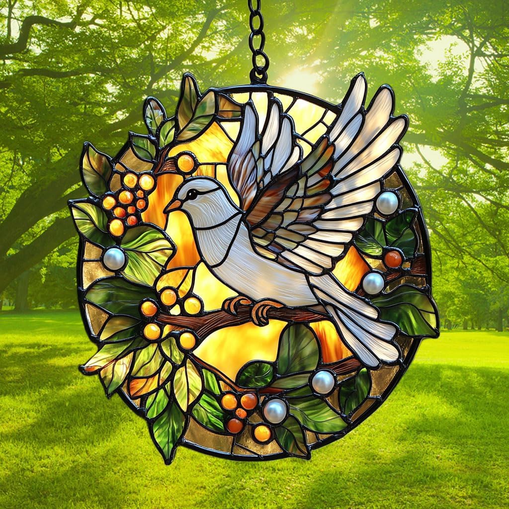 Peaceloving Dove Acrylic Suncatcher Stained Glass Effect Window Car Hanging Christmas Ornament