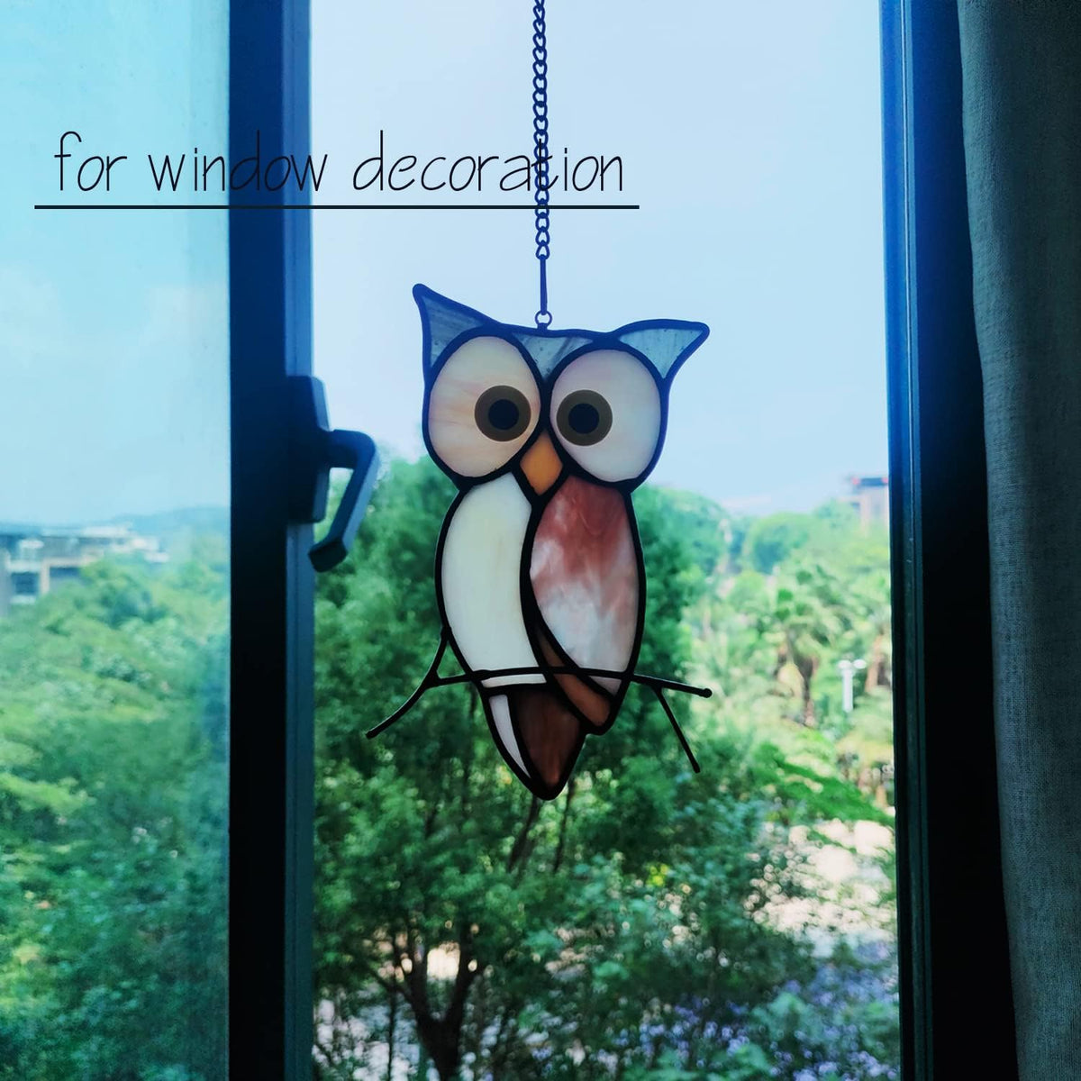 Stained Glass Owl Window Hanging Sun Catcher Halloween Decoration Birthday Gifts for Lover and