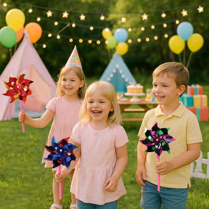 JOHOUSE 100PCS Plastic Rainbow Pinwheels for Kids - Party Favors, Garden Yard Decorations, DIY