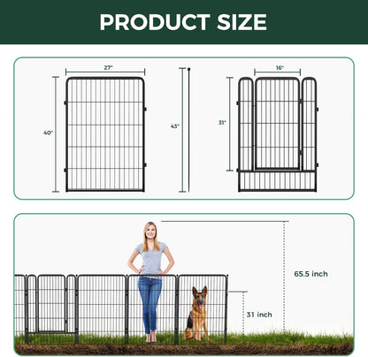 FXW Garden Fence Outdoor for The Yard – 40in(H) x 9.1ft(L) Heavy Duty Metal Animal Barrier for Dog