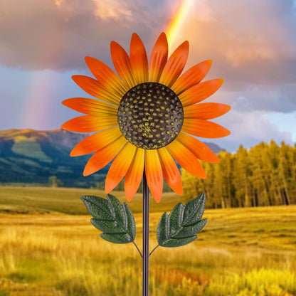 Sunflower Wind Spinner,Garden Windmills and Spinners for Yard,Metal Flowers for Outside,Metal
