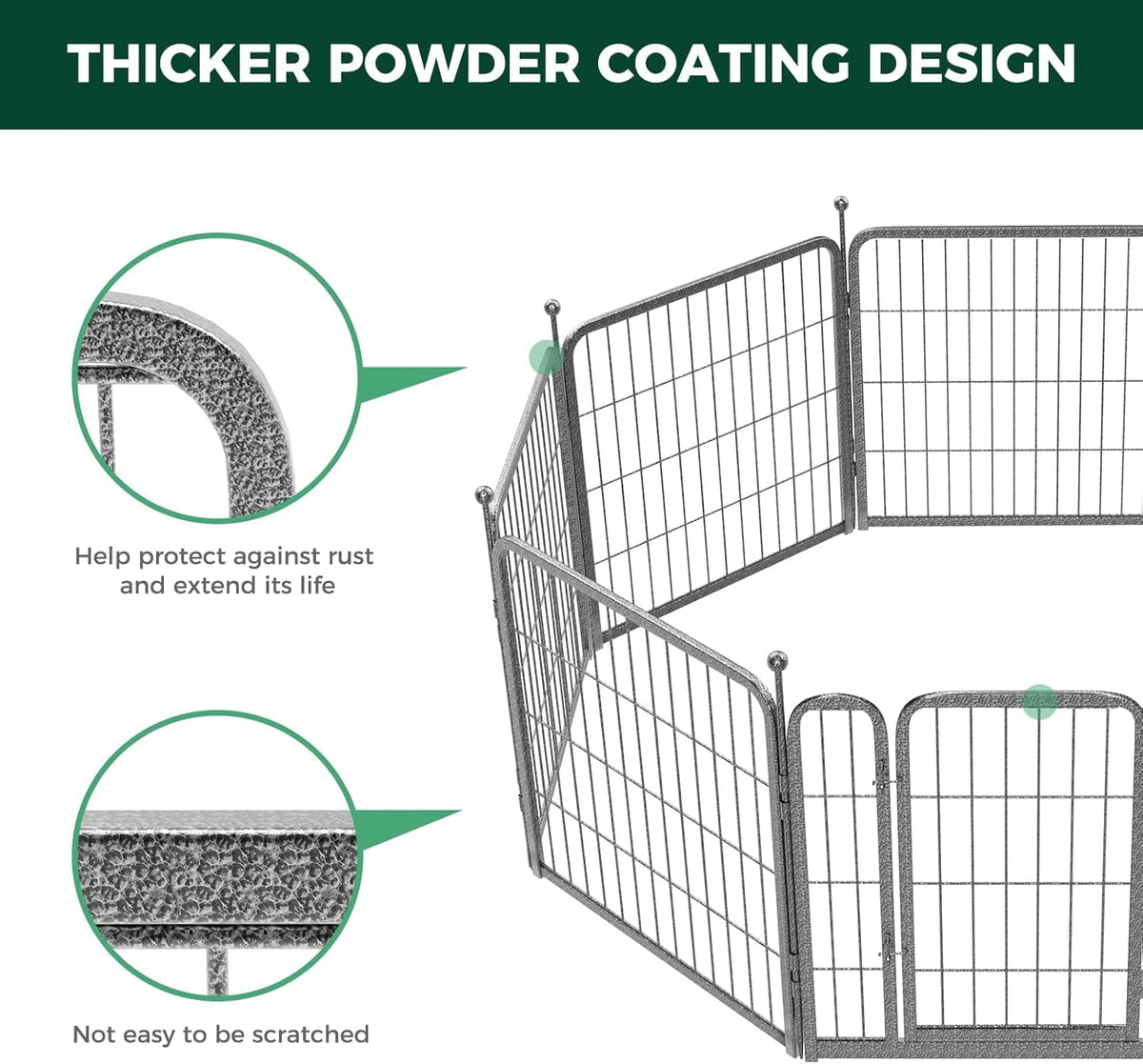 FXW Garden Fence Outdoor for The Yard – 24in(H) x 60.9ft(L) Heavy Duty Metal Animal Barrier for Dog