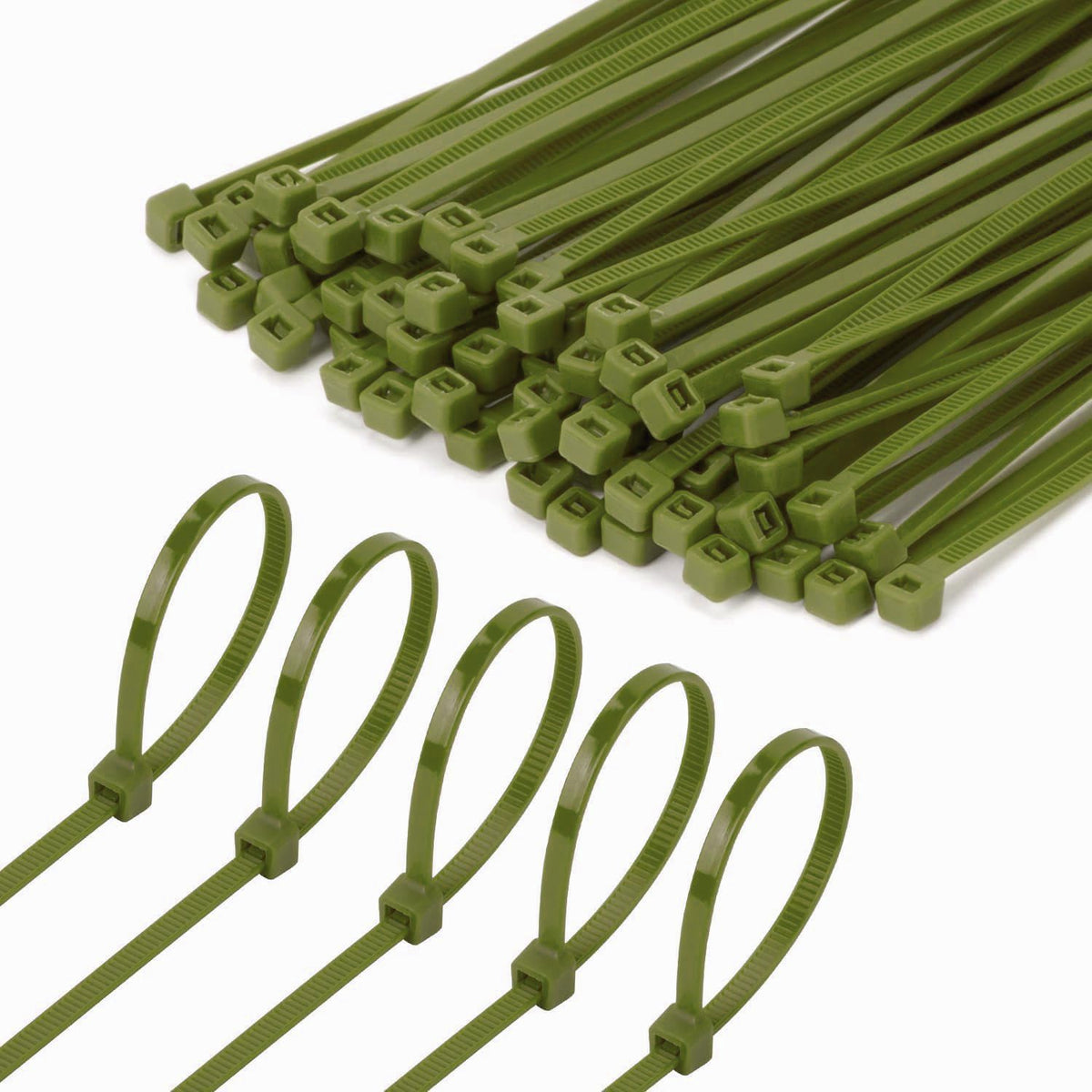 8 Inch Army Green Zip Tie 1000 PCS, 40 Lbs - Small to Medium Zip Tie, Nylon PA66 UV Resistant Cable