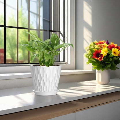 4 Inch Plant Pots, 6 Pack Indoor Flower Pots, Planters with Drainage Holes and Trays for Orchids