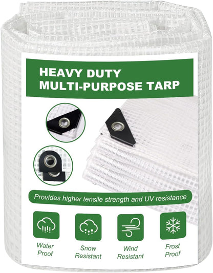 18 Mil Greenhouse Cover, 14x18 FT Clear Heavy Duty Greenhouse Tarp, UV Resistant Waterproof Green