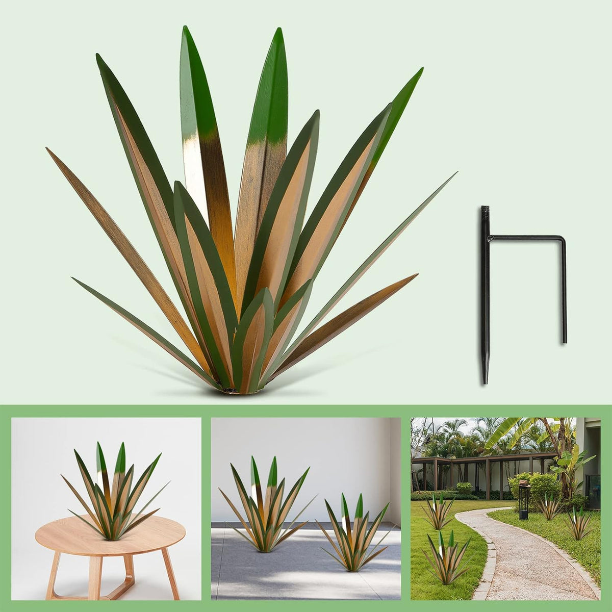 Homight Large Agave Sculpture Rustic Metal Agave Plant Outdoor Interior Decoration Outdoor Lawn