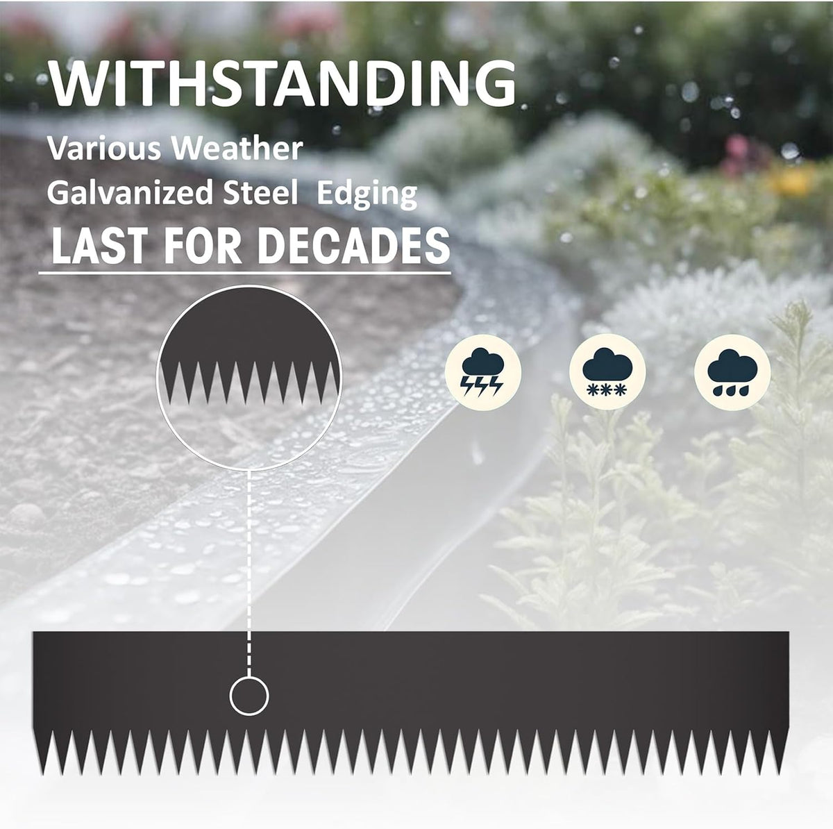 20ft. 6-Pack Galvanized Metal Edging for Landscaping - 40" L x 8" H Metal Landscape Edging with 6