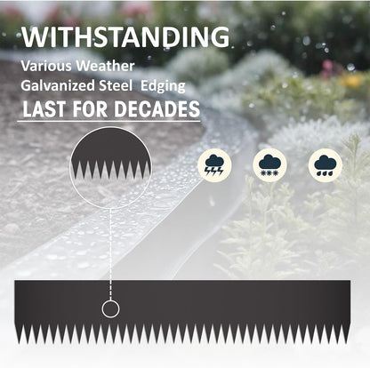 20ft. 6-Pack Galvanized Metal Edging for Landscaping - 40" L x 8" H Metal Landscape Edging with 6