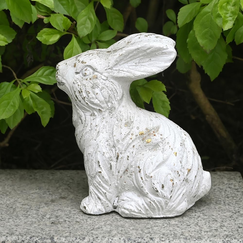 All Chic Bunny Decor Garden Statue White Rabbit Cement Rabbit Statue for Home Garden Indoor Outdoor