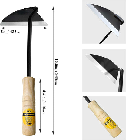 Japanese Wide Blade Gardening Tools I Premium Quality Hand Hoes/Weeding Sickle Have Very Sharp Edge