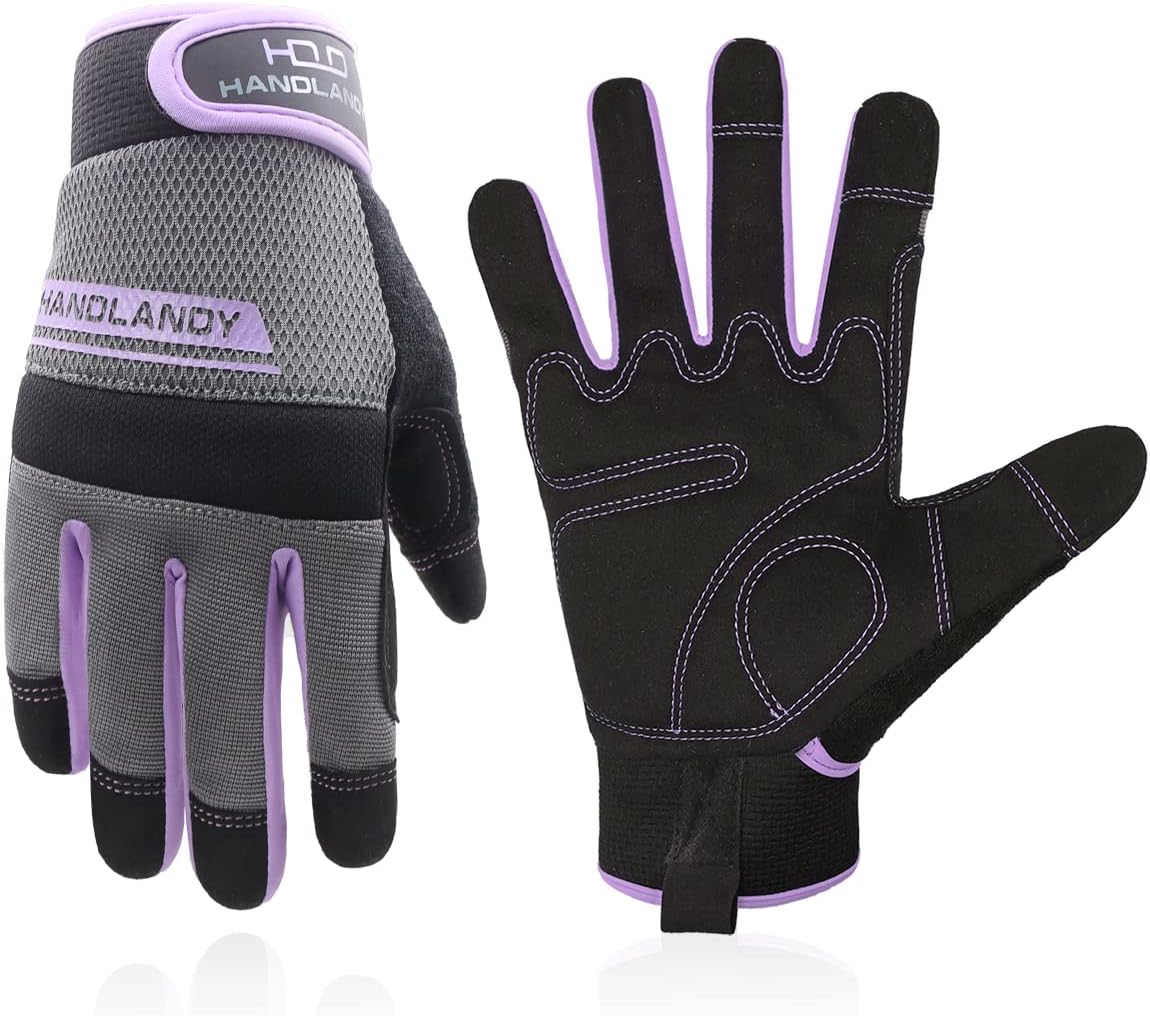 HANDLANDY Women Safety Work Gloves Utility Touch Screen Working Grip Glove for Yardwork Gardening