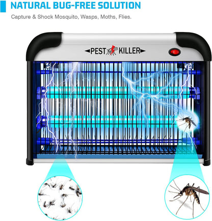 Indoor Electric Bug Zapper, 2800V Powerful Flying Insect Mosquito Killer w/ 20W Blue Light Attract