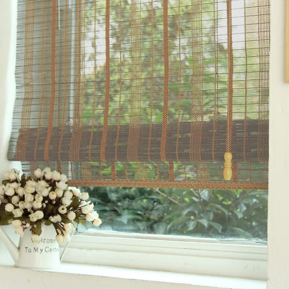 LETAU Wood Window Roman Shades, Bamboo Light Filtering Window Blinds for Indoor Home, Office