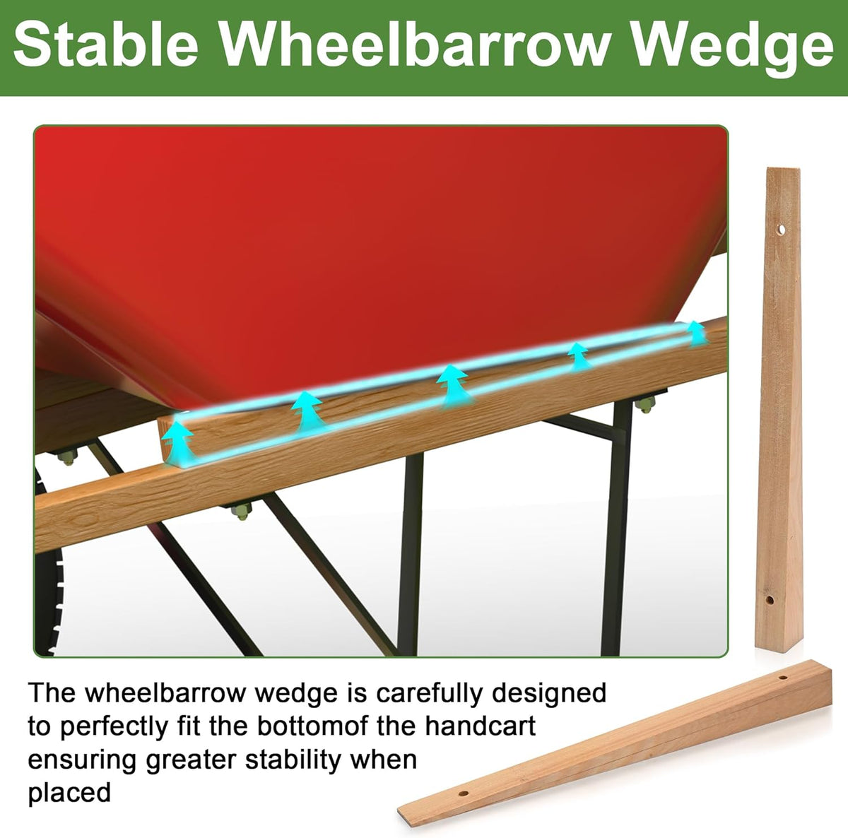Nisorpa Wood Replacement Wheelbarrow Handles with 2 Wheelbarrow Wedge Heavy Duty Hardwood
