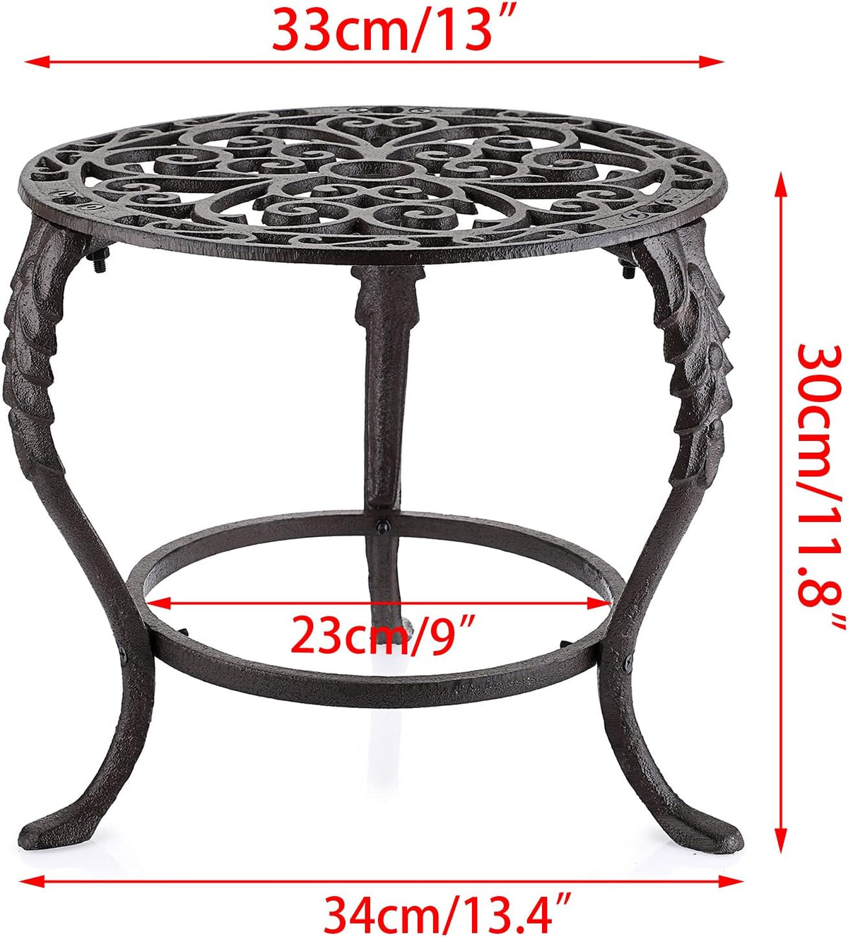 OwnMy Heavy Duty Cast Iron Plant Stand Vintage Iron Flower Pot Holder, Rustic Decorative Round