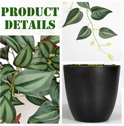 DILATATA Fake Plants Artificial Potted Plants 20 Inch Faux Peperomia Ivy Vine Plant Hanging Plant