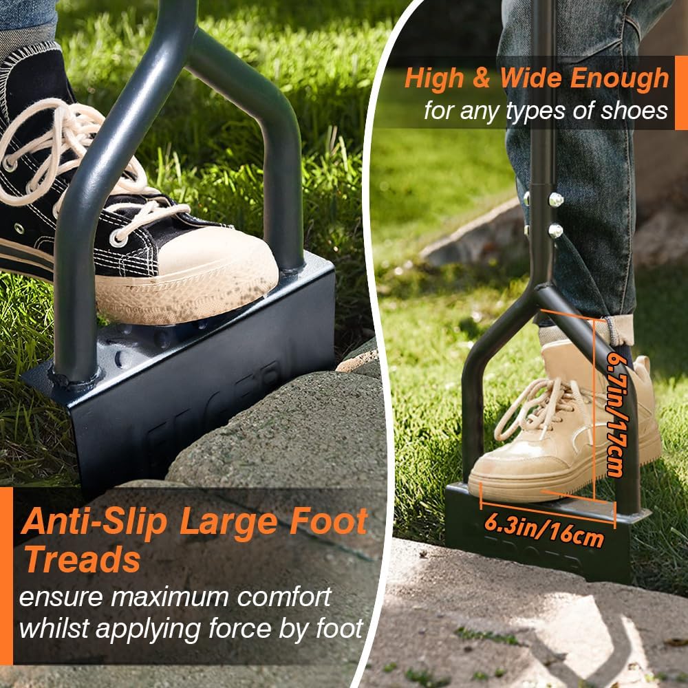 Colwelt Manual Edger Lawn Tool 40-inch, Half Moon Edger Chopper Lawn Tool with V-Shape Serrated