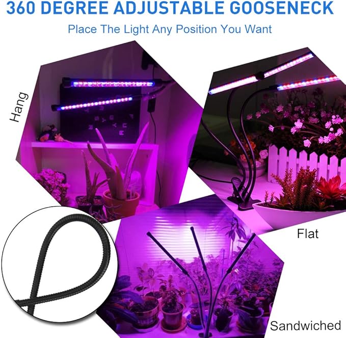 40W Grow Light LED Plant Grow Lights Full Spectrum for Indoor Plants, Auto ON Off with 3/9/12H