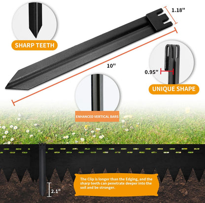 30Pcs 10Inch Black Metal Landscape Edging Stakes, No Installation for Corrugated Garden Landscape