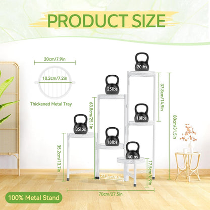 iDavosic.ly Plant Stand Indoor Outdoor, 6 Tier Corner Metal Flower Display Holder Shelf, Folding
