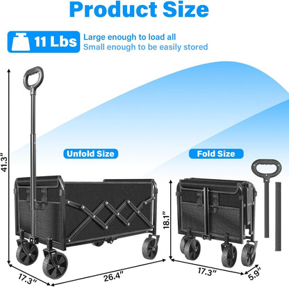 Wagons Carts Foldable - Collapsible Wagon Cart with Wheels Foldable - Utility Folding Wagon Cart