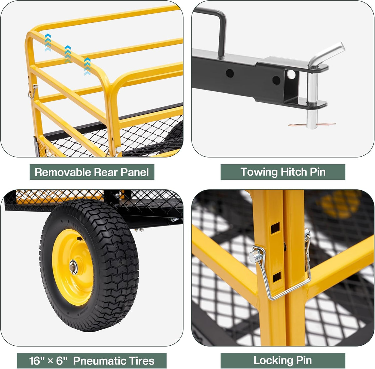 Jocisland Heavy Duty Garden Utility Trailer, 1500 Lbs 20 Cu.Ft ATV UTV Trailer Tow Behind Dump Cart