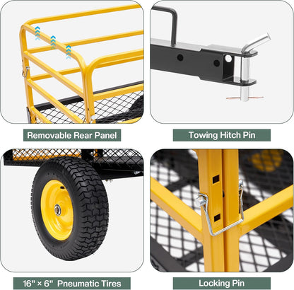 Jocisland Heavy Duty Garden Utility Trailer, 1500 Lbs 20 Cu.Ft ATV UTV Trailer Tow Behind Dump Cart
