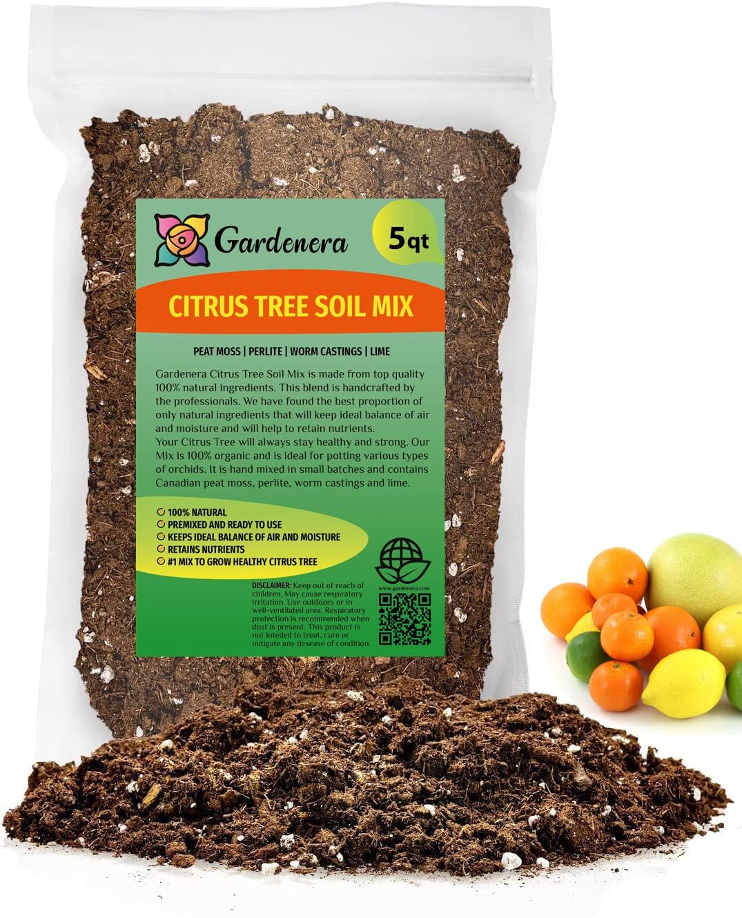 GARDENERA Citrus Tree Potting Soil Mix, Special Blend for Indoor Oranges, Lemons, Limes and More