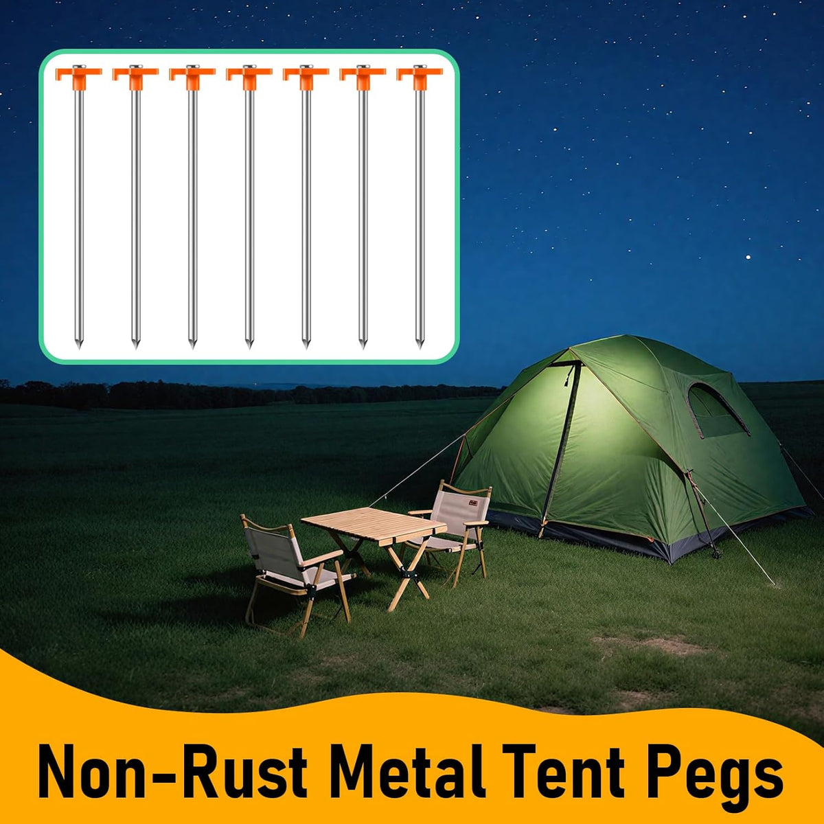 20 Pack Tent Stakes Heavy Duty, 9.84 Inch Rust-Proof Yard Stake Ground Stakes, Metal Tent Pegs for