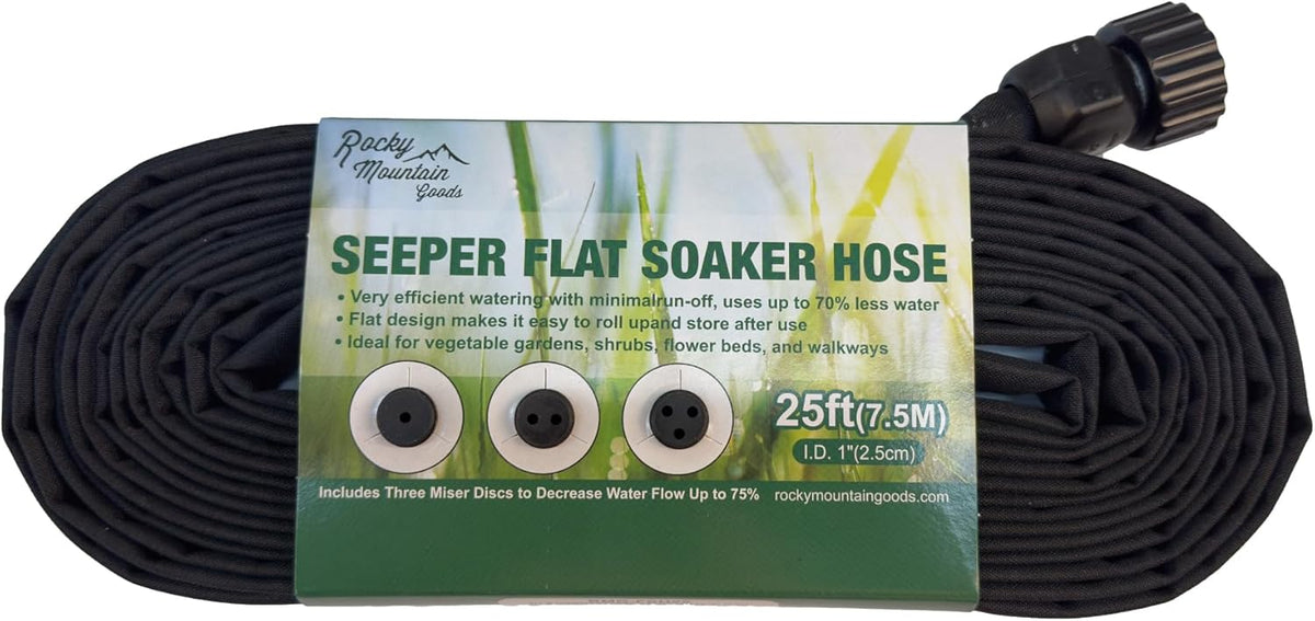 Rocky Mountain Goods 25 Foot Flat Weeper Soaker Hose - Drip Irrigation - Double Layer Design