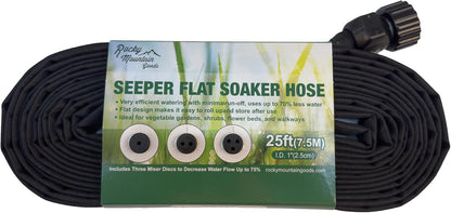 Rocky Mountain Goods 25 Foot Flat Weeper Soaker Hose - Drip Irrigation - Double Layer Design